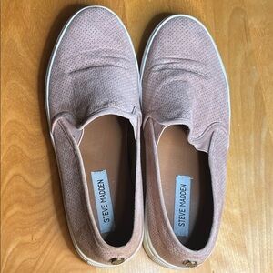 Steve Madden Pink Suede Perforated Slip-On Sneakers